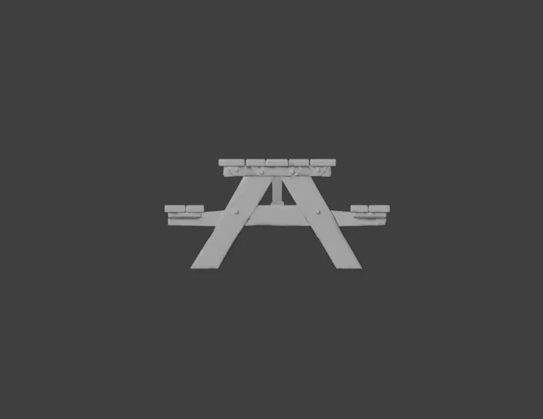 Wooden Picnic Table Low-poly 3D model_15