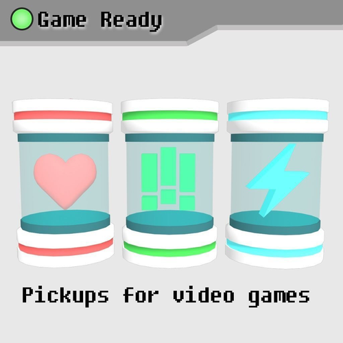 Video Game Pickups Health Ammo Power Low-poly 3D model