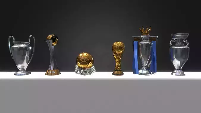 Football Trophies pack 1 Low-poly 3D model