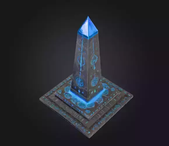 Deep Blue Obelisk Low-poly 3D model