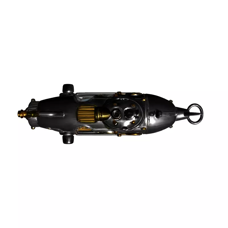 Detailed Steampunk Submarine Low-poly 3D model_8