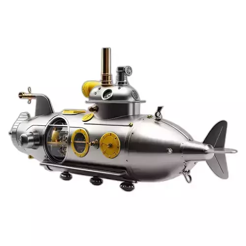 Detailed Steampunk Submarine Low-poly 3D model