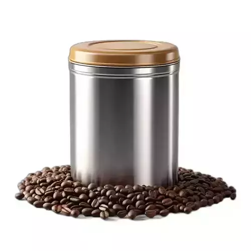 Metal Coffee Canister and Beans