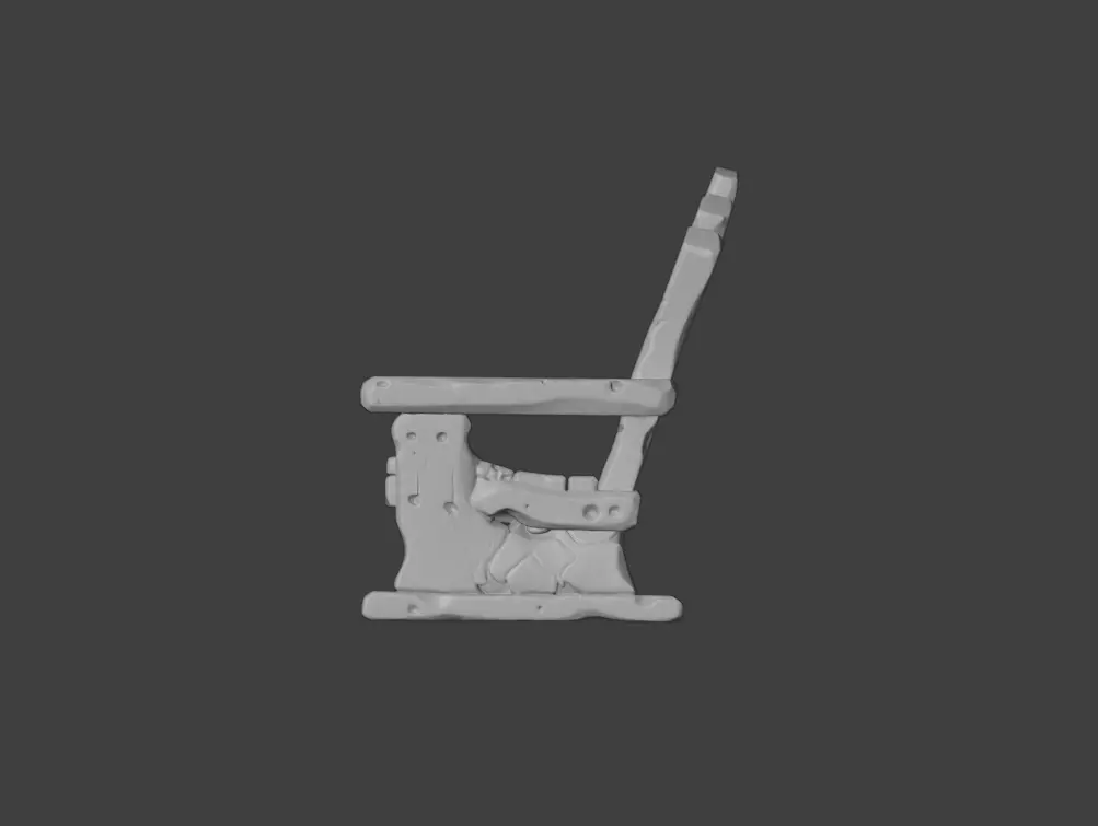 Rustic Wooden Rocking Chair Low-poly 3D model_16