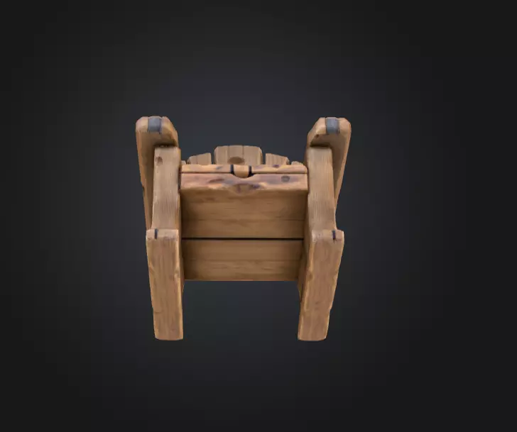 Rustic Wooden Rocking Chair Low-poly 3D model_6