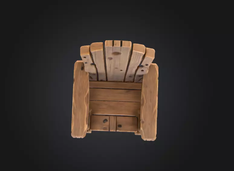 Rustic Wooden Rocking Chair Low-poly 3D model_10