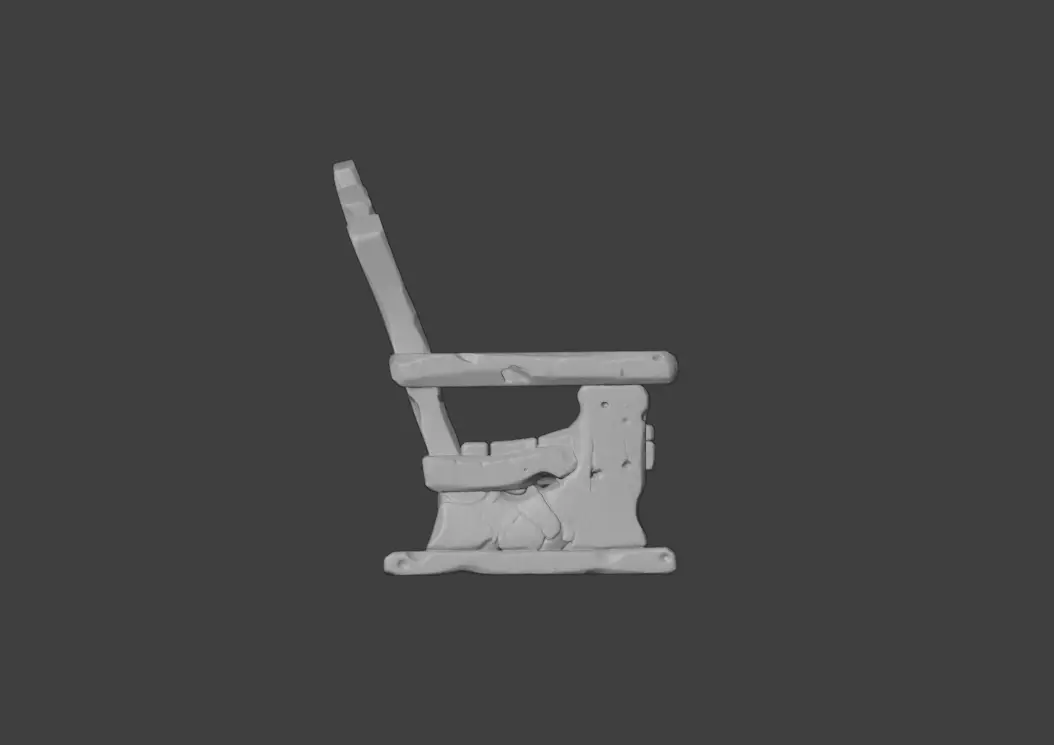 Rustic Wooden Rocking Chair Low-poly 3D model_14