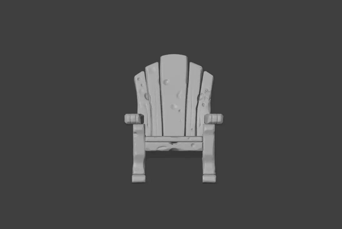 Rustic Wooden Rocking Chair Low-poly 3D model_18