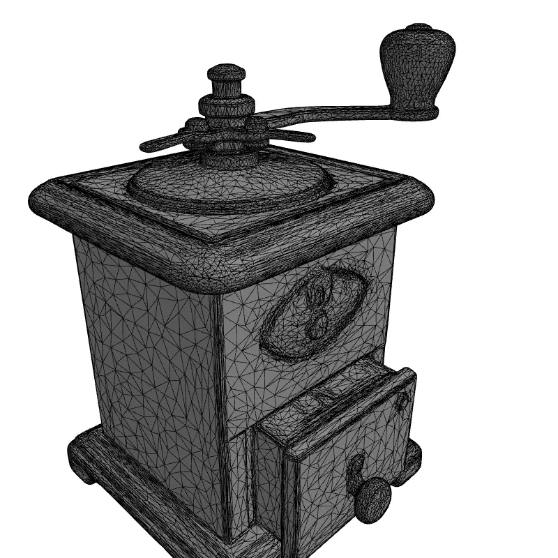 Vintage Wooden Manual Coffee Grinder Low-poly 3D model_1