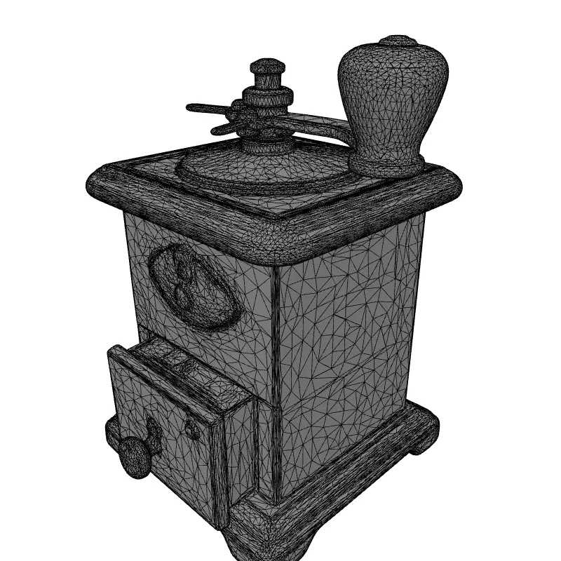 Vintage Wooden Manual Coffee Grinder Low-poly 3D model_9
