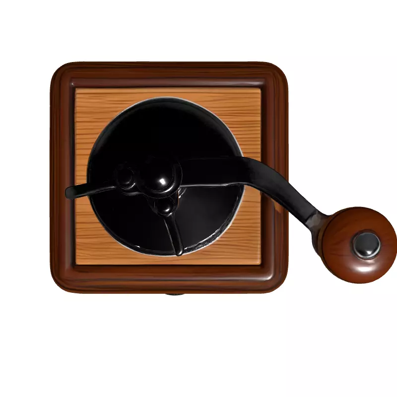 Vintage Wooden Manual Coffee Grinder Low-poly 3D model_8