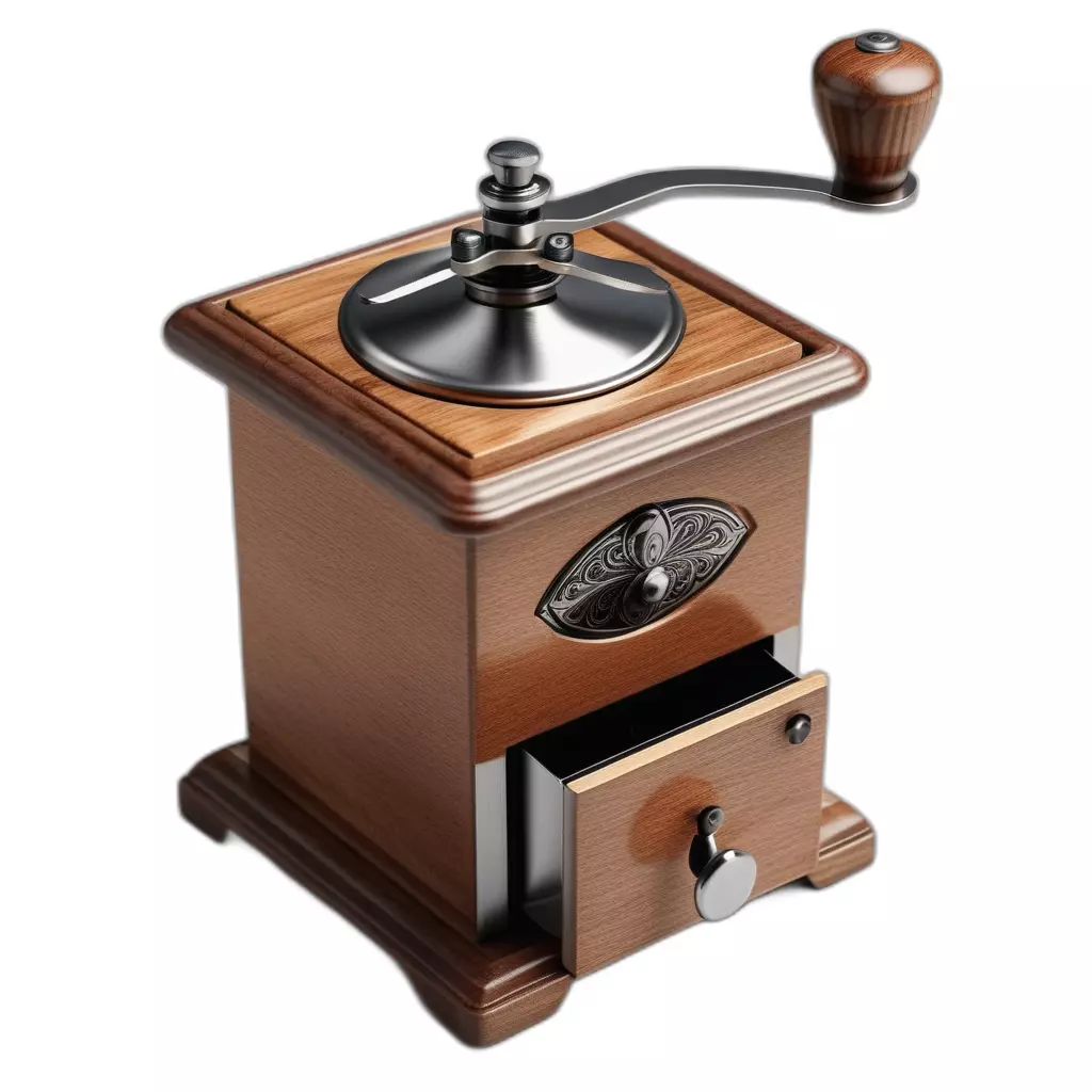 Vintage Wooden Manual Coffee Grinder Low-poly 3D model_0