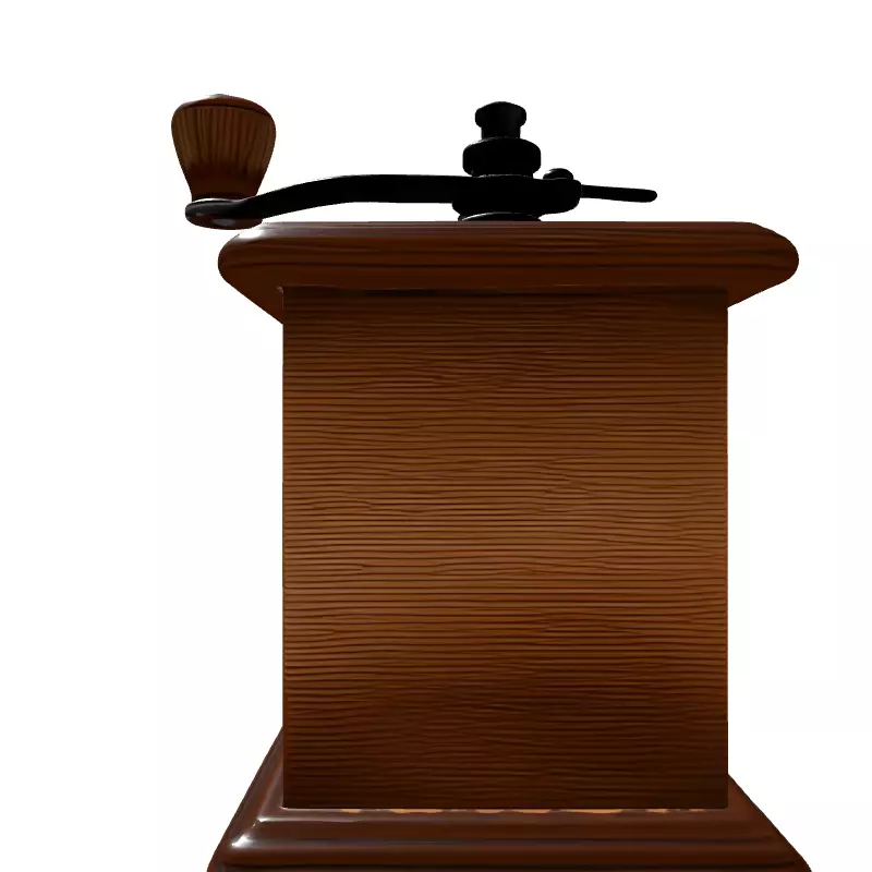 Vintage Wooden Manual Coffee Grinder Low-poly 3D model_7