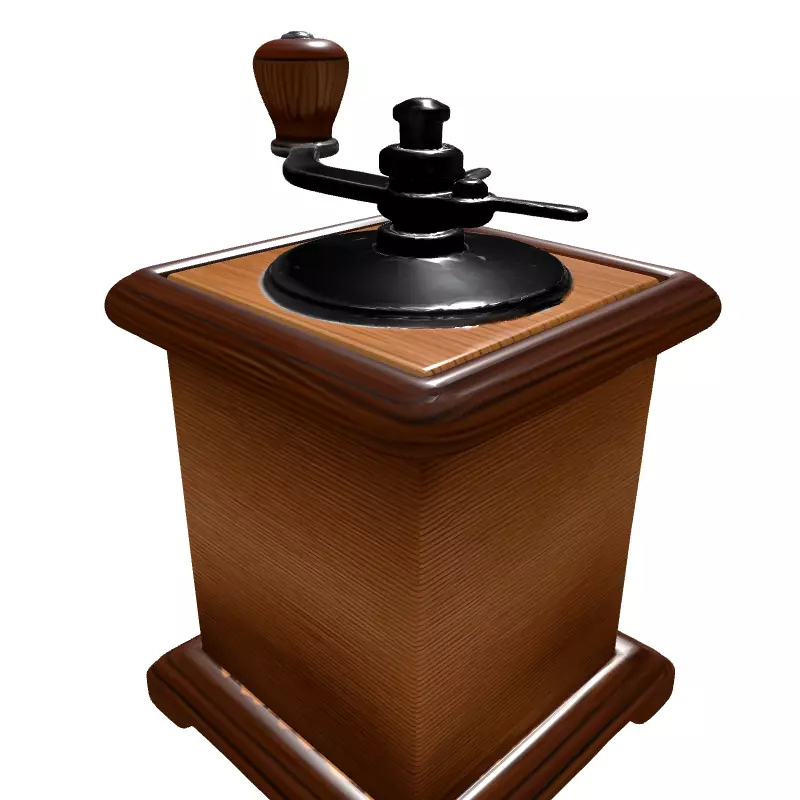 Vintage Wooden Manual Coffee Grinder Low-poly 3D model_6