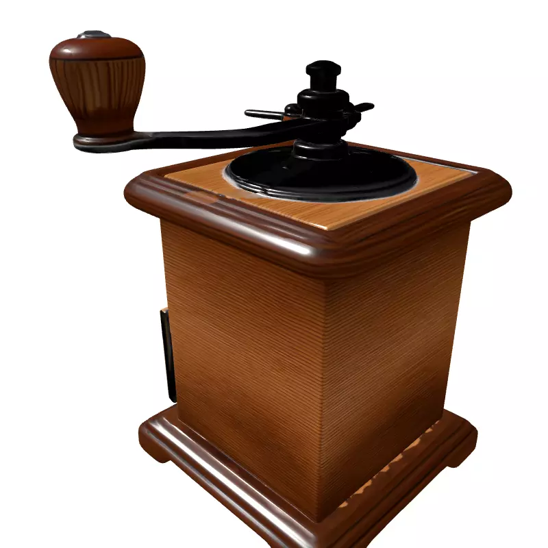 Vintage Wooden Manual Coffee Grinder Low-poly 3D model_5