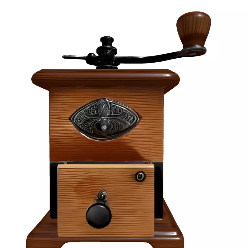 Vintage Wooden Manual Coffee Grinder Low-poly 3D model_4