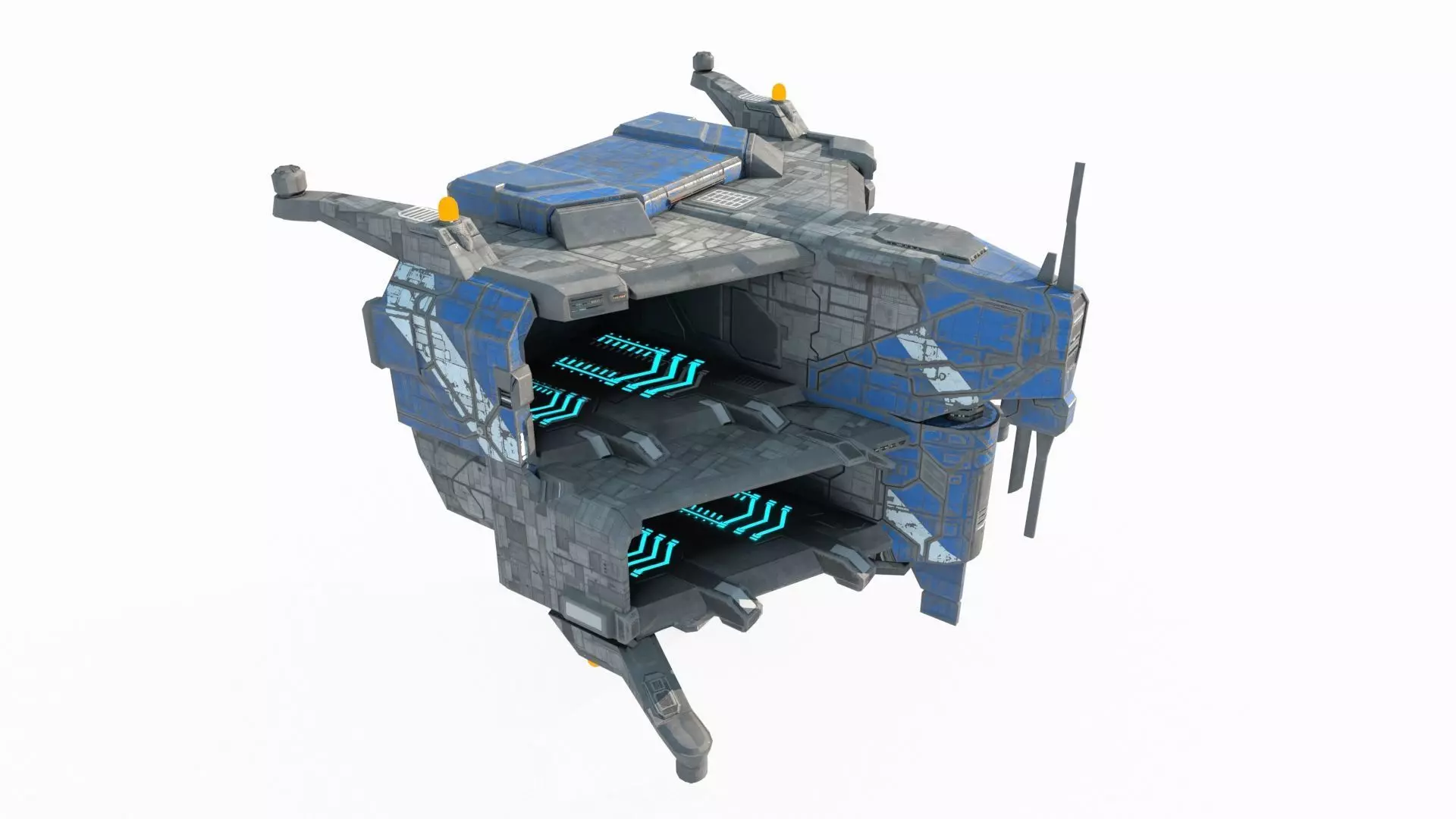 Future Sci-Fi Space Defense Vessel 3D model_0