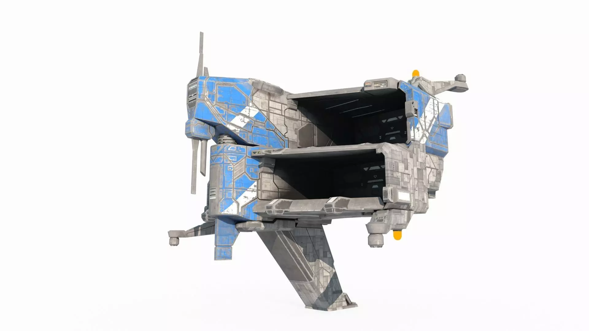 Future Sci-Fi Space Defense Vessel 3D model_5