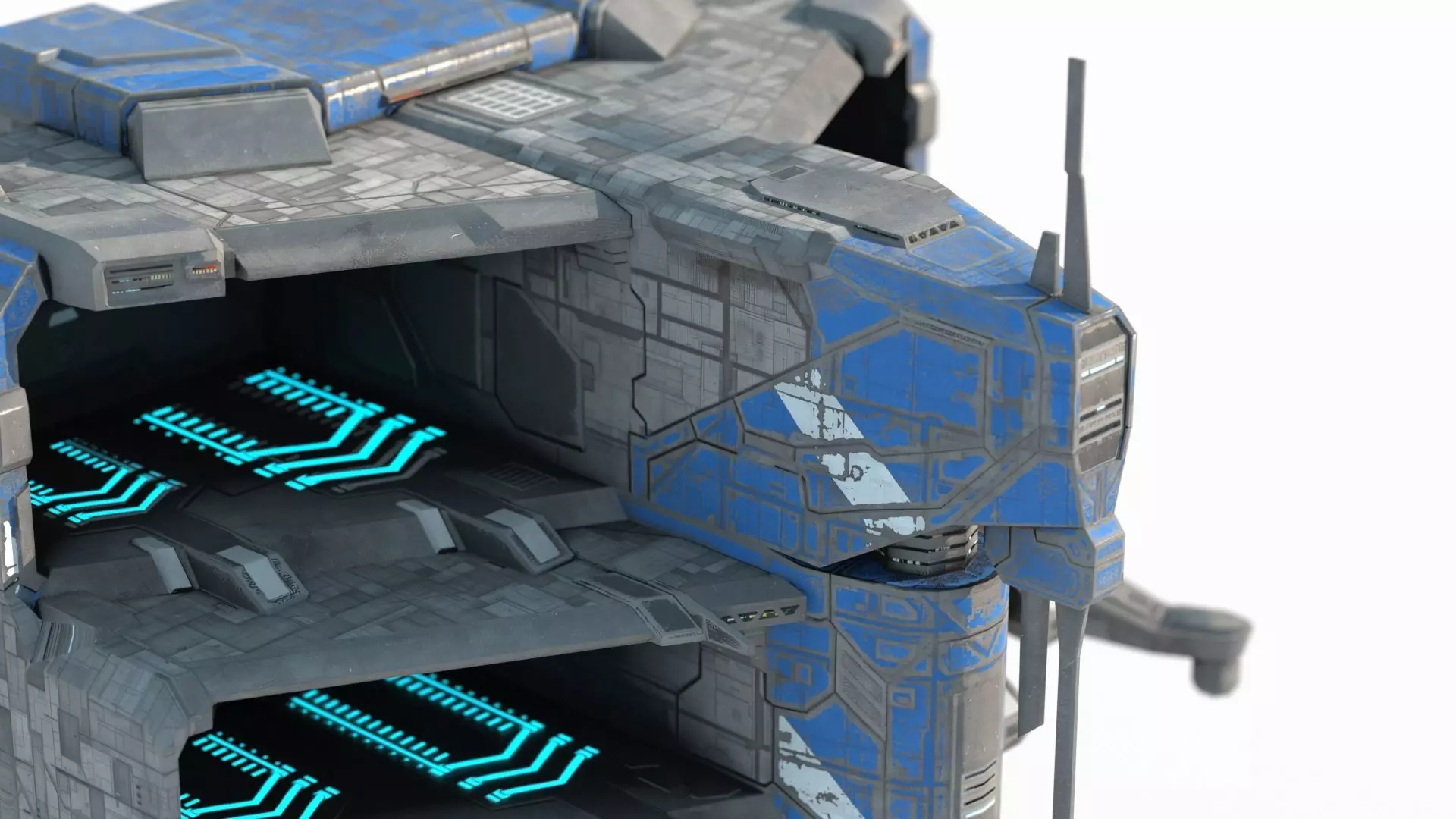 Future Sci-Fi Space Defense Vessel 3D model_3