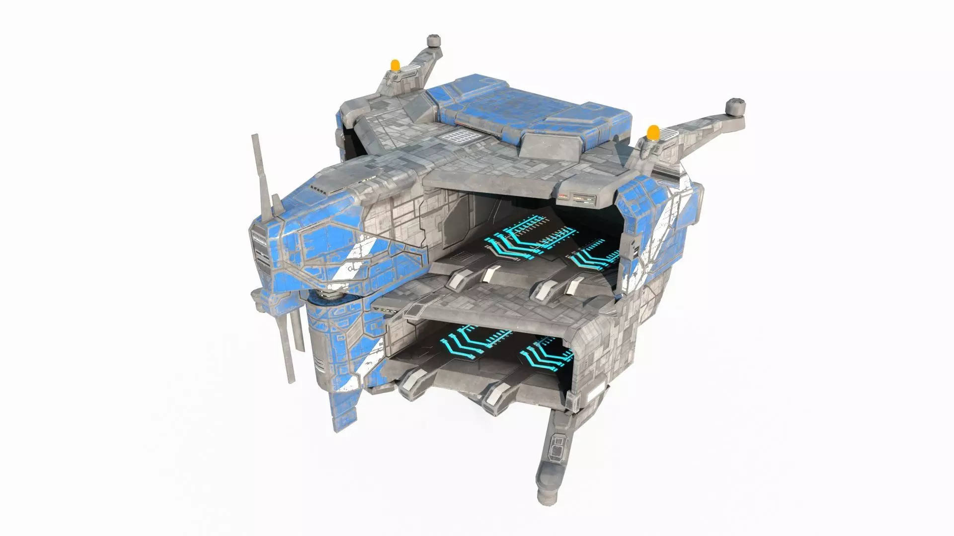 Future Sci-Fi Space Defense Vessel 3D model_2