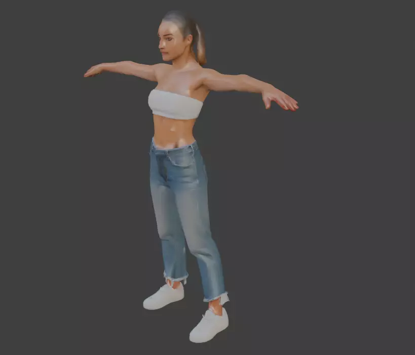 Female Game Character Low Poly Low-poly 3D model_1