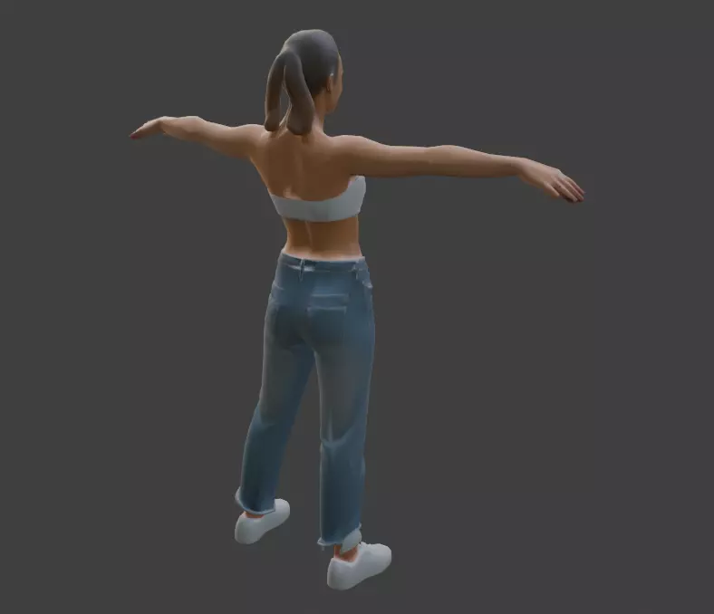 Female Game Character Low Poly Low-poly 3D model_3