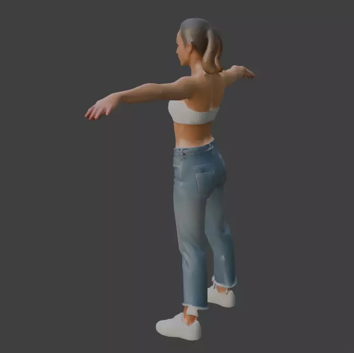 Female Game Character Low Poly Low-poly 3D model_4