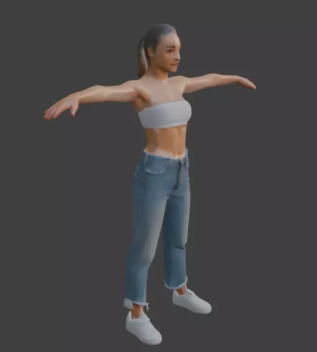 Female Game Character Low Poly Low-poly 3D model_2