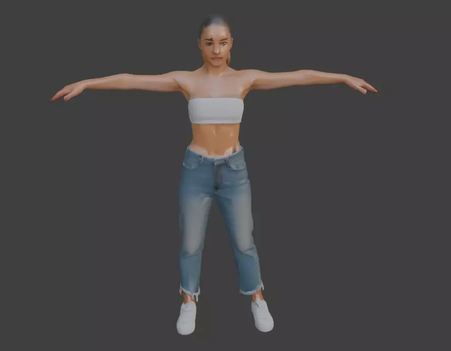 Female Game Character Low Poly Low-poly 3D model_0