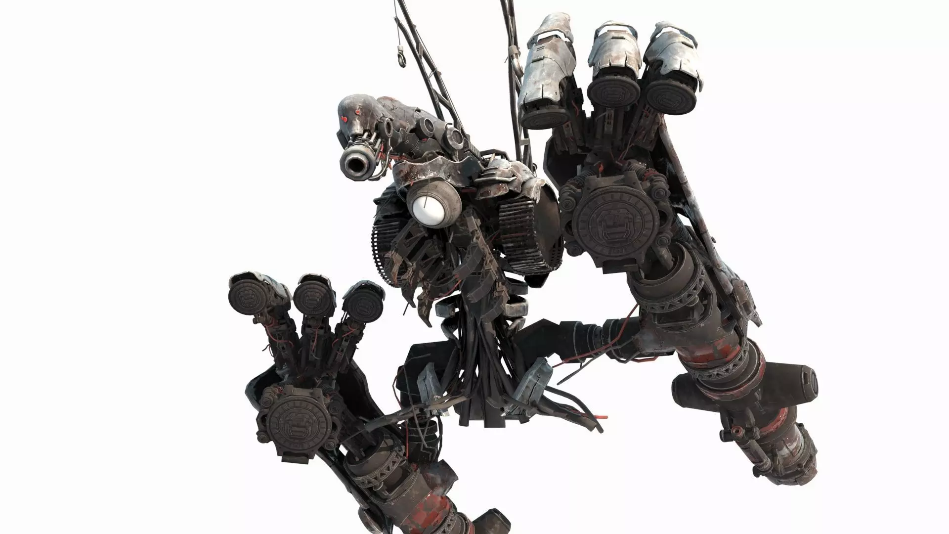 Underground War Damage Robot in Future Sci-Fi 3D model_2