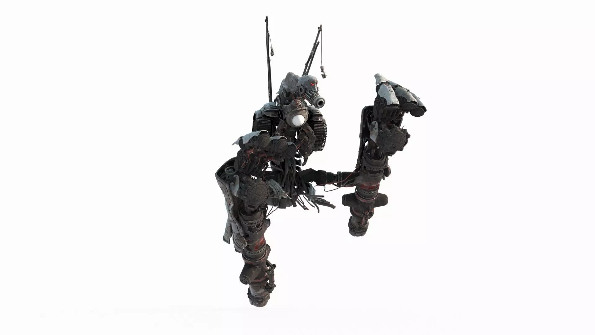 Underground War Damage Robot in Future Sci-Fi 3D model_4