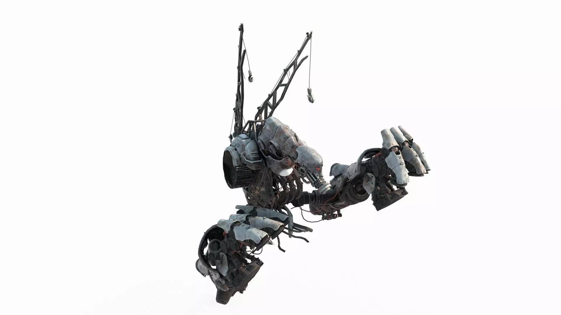 Underground War Damage Robot in Future Sci-Fi 3D model_7