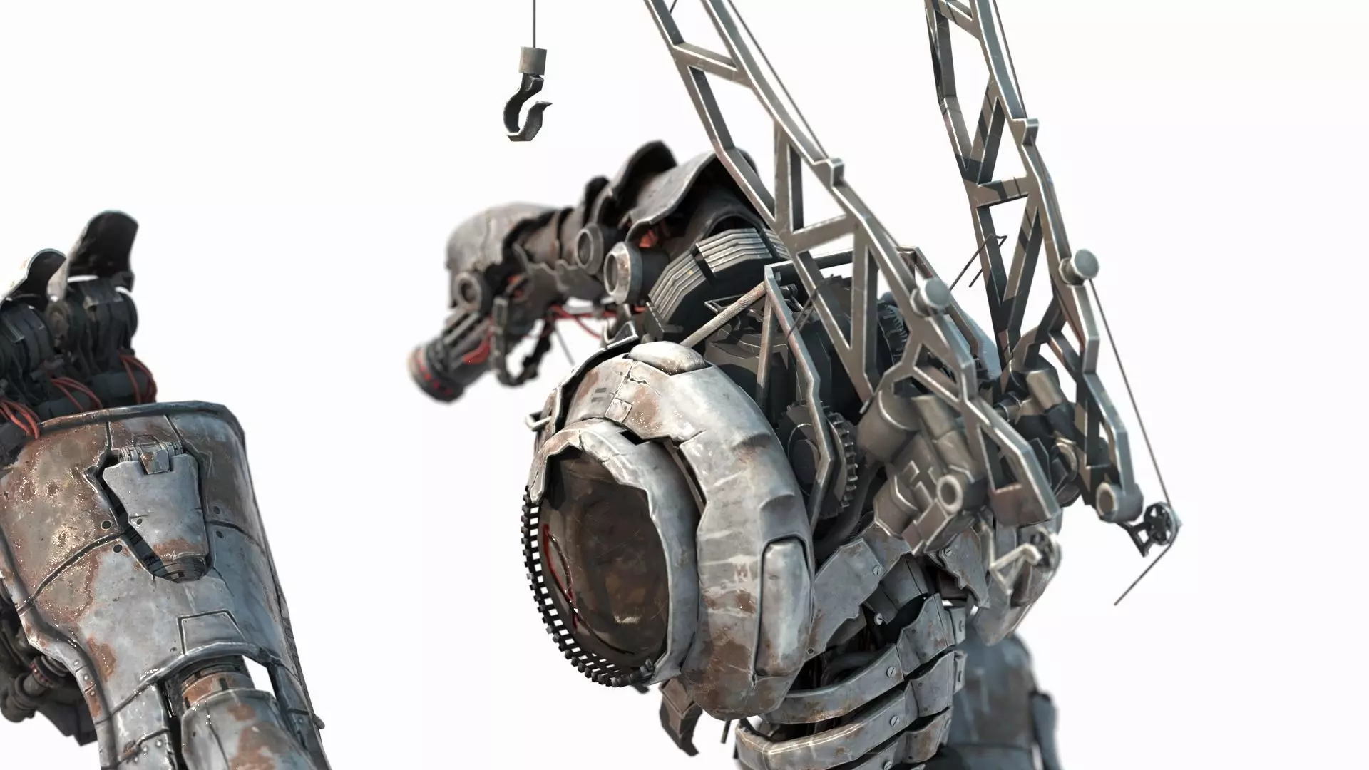 Underground War Damage Robot in Future Sci-Fi 3D model_6