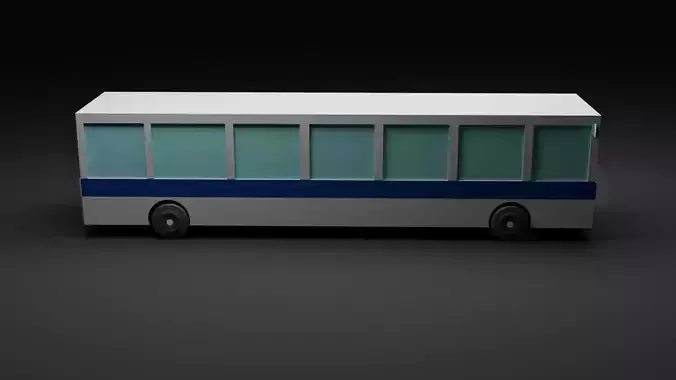 Low Poly Cartoon Bus  Low-poly 3D model