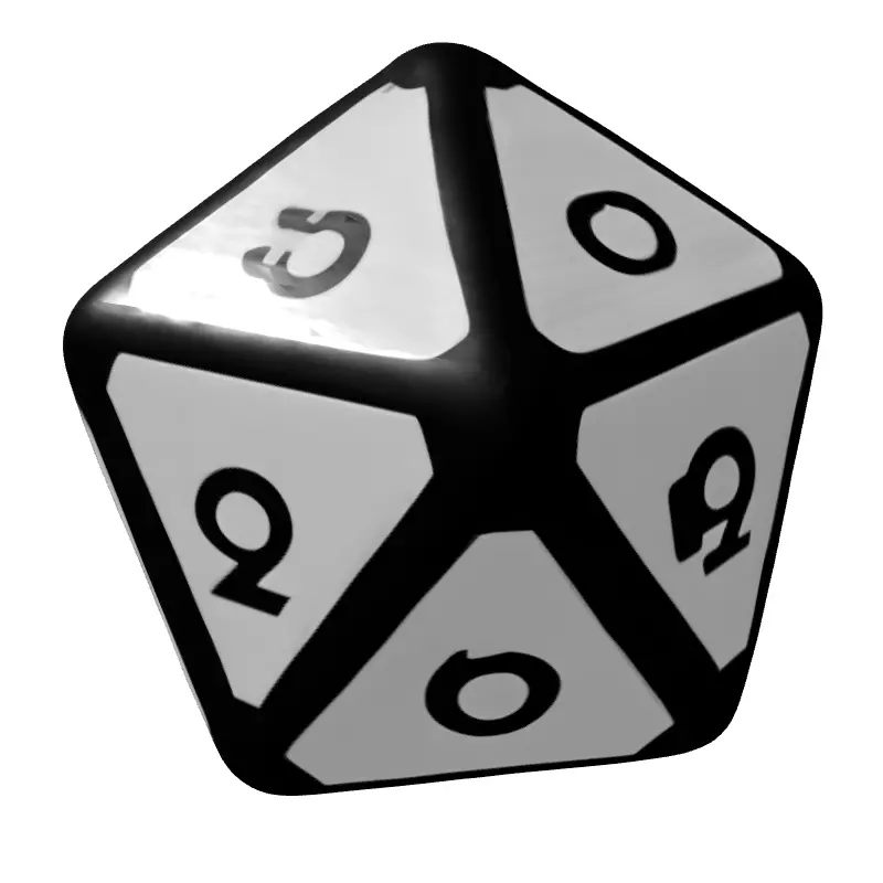 Metallic RPG D20 Die Low-poly 3D model_5