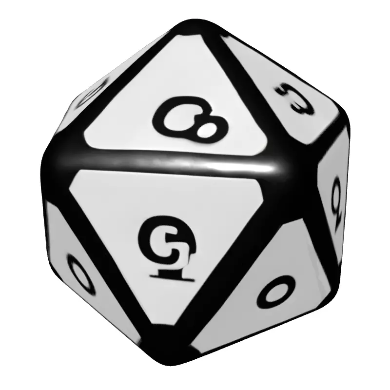 Metallic RPG D20 Die Low-poly 3D model_2