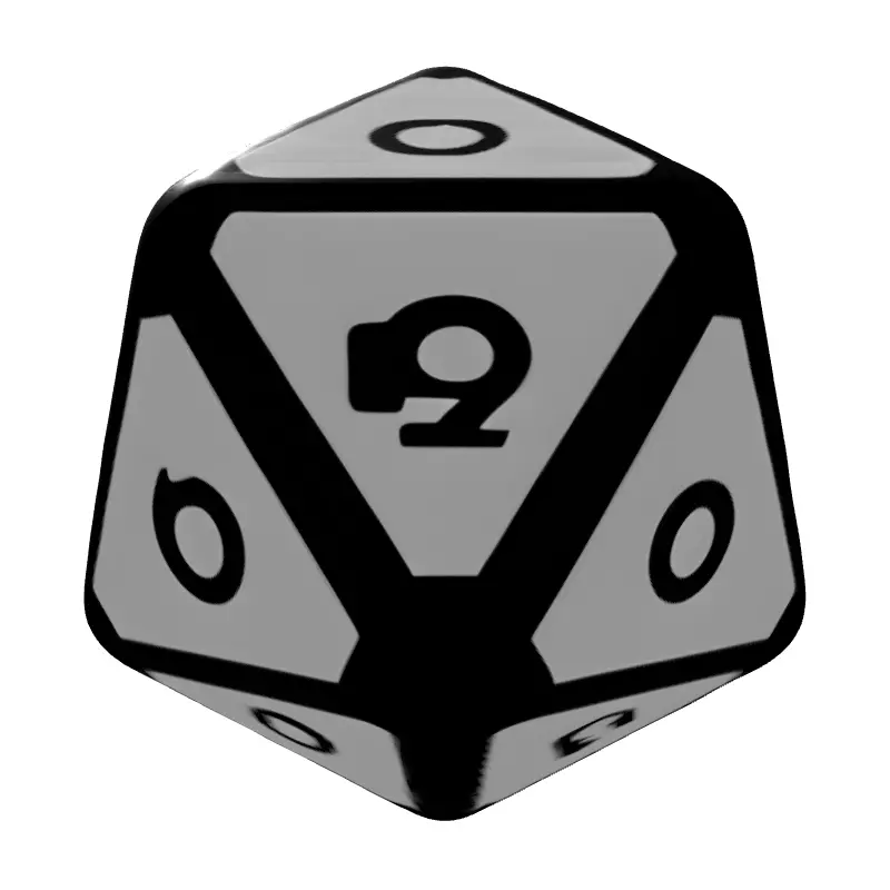 Metallic RPG D20 Die Low-poly 3D model_7