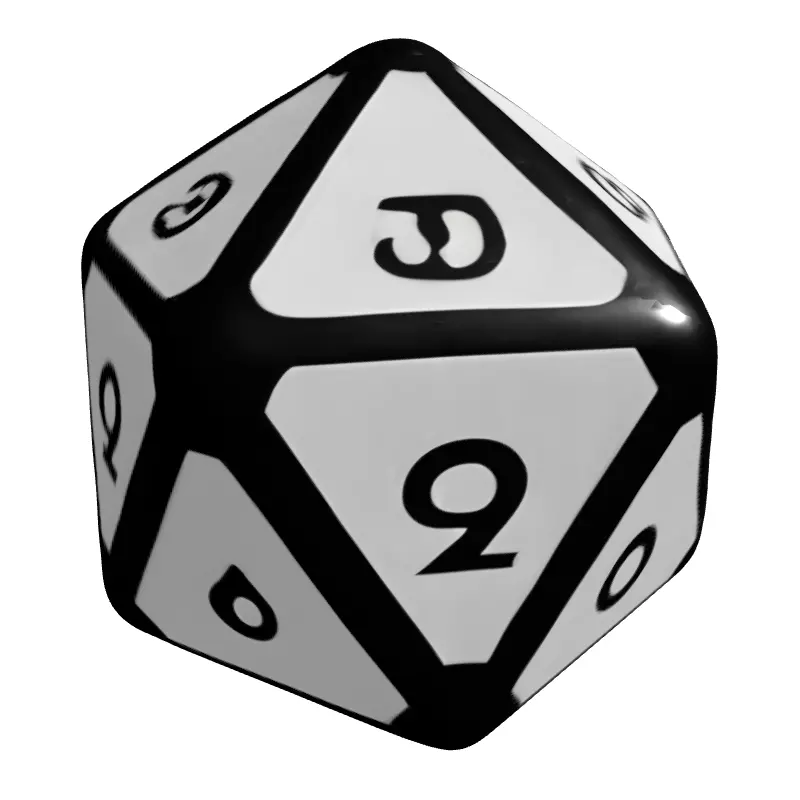 Metallic RPG D20 Die Low-poly 3D model_3