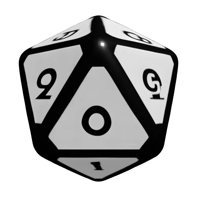 Metallic RPG D20 Die Low-poly 3D model_4