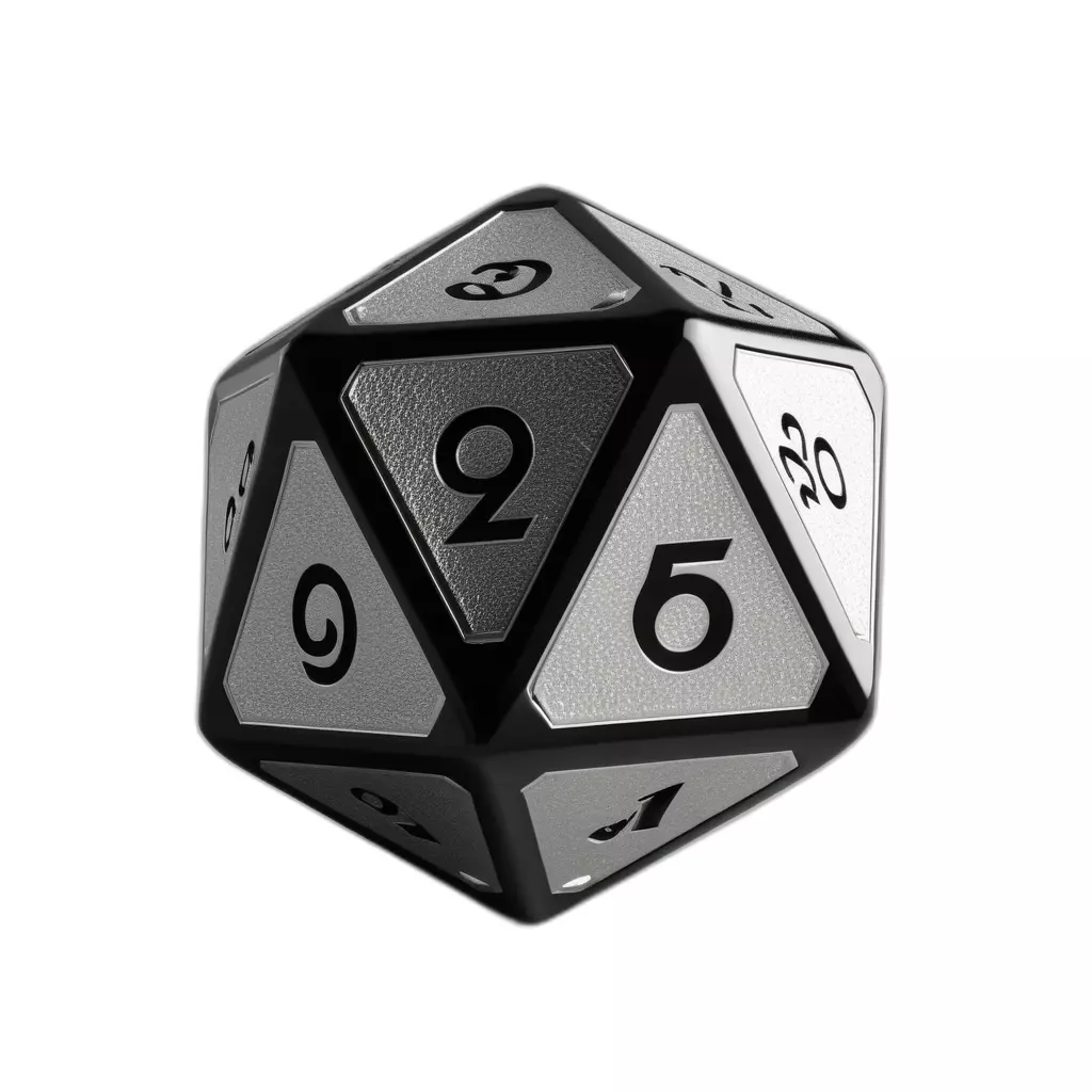 Metallic RPG D20 Die Low-poly 3D model_0