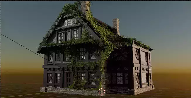 Medieval Timber House with Ivy - Realistic Game Ready 3D Model 