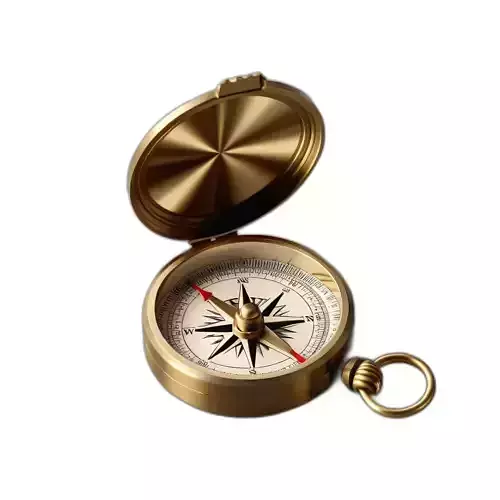 Detailed Vintage Brass Pocket Compass