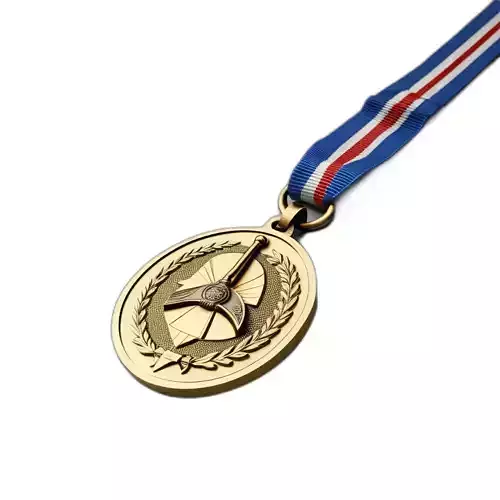 Detailed Gold Award Medal with Ribbon