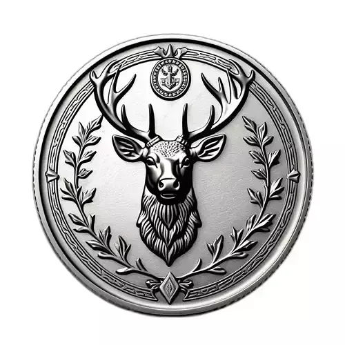 Ornate Silver Stag Head Emblem