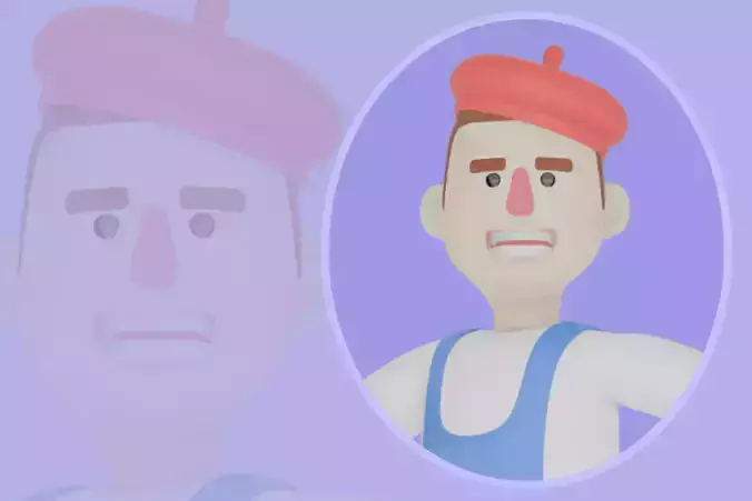 Stylized 3D Male Painter Character - Artist Balancing on Palette