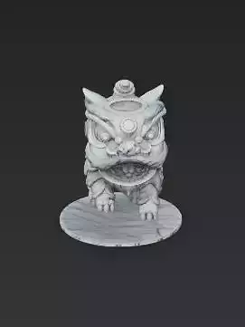 Majestic Gray China Lion Marble Showpiece