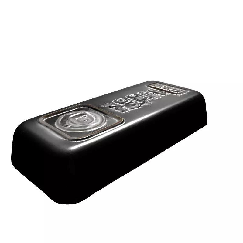 Realistic Silver Bullion Bar Low-poly 3D model_6