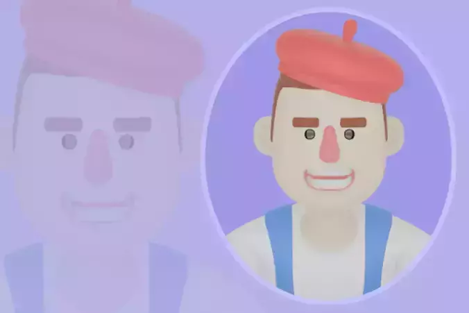 Stylized 3D Male Painter - Cartoon Artist Hiding Color Pencils