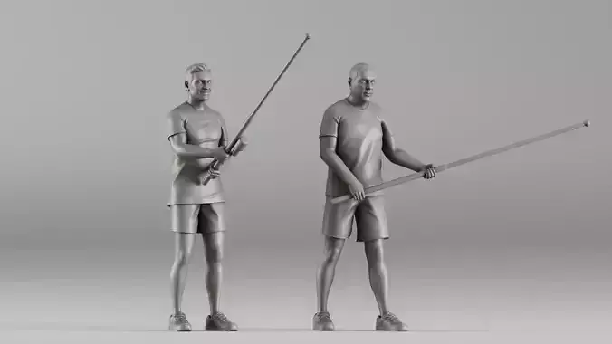 S00107 Fishermen with Rods Realistic Duo Figurine