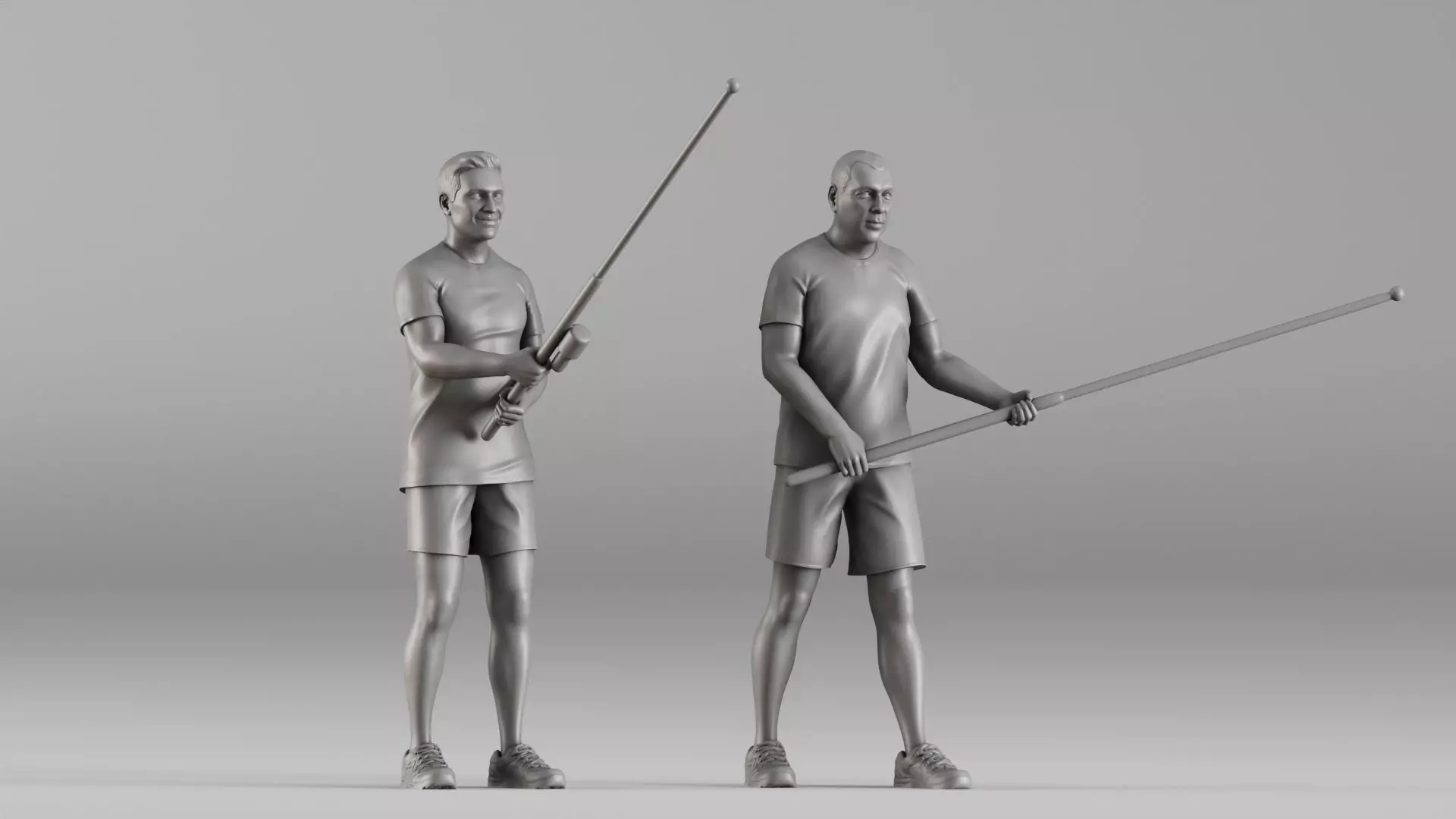 S00107 Fishermen with Rods Realistic Duo Figurine 3D print model_0